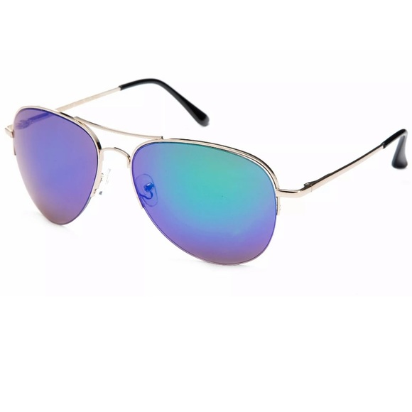 Green Mirror Lensed Aviator Sunglasses - Picture 2 of 8